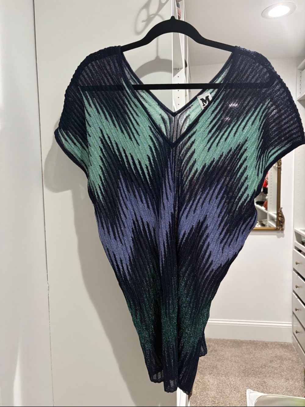 M by Missoni Metallic Navy, Green & Blue Knit Swim Cover-Up